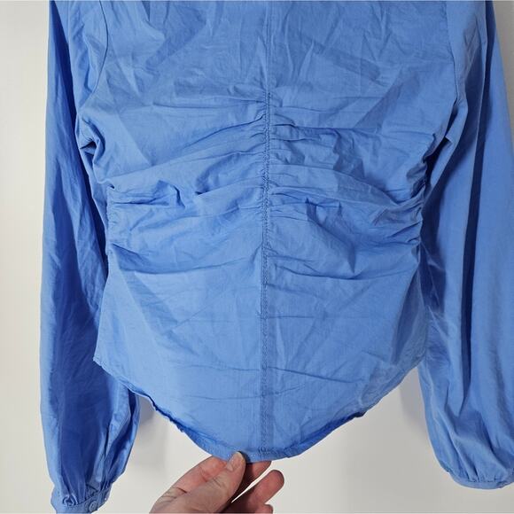 Moussy Blue Rouched Button Down Long Sleeve Top F - Picture 8 of 9